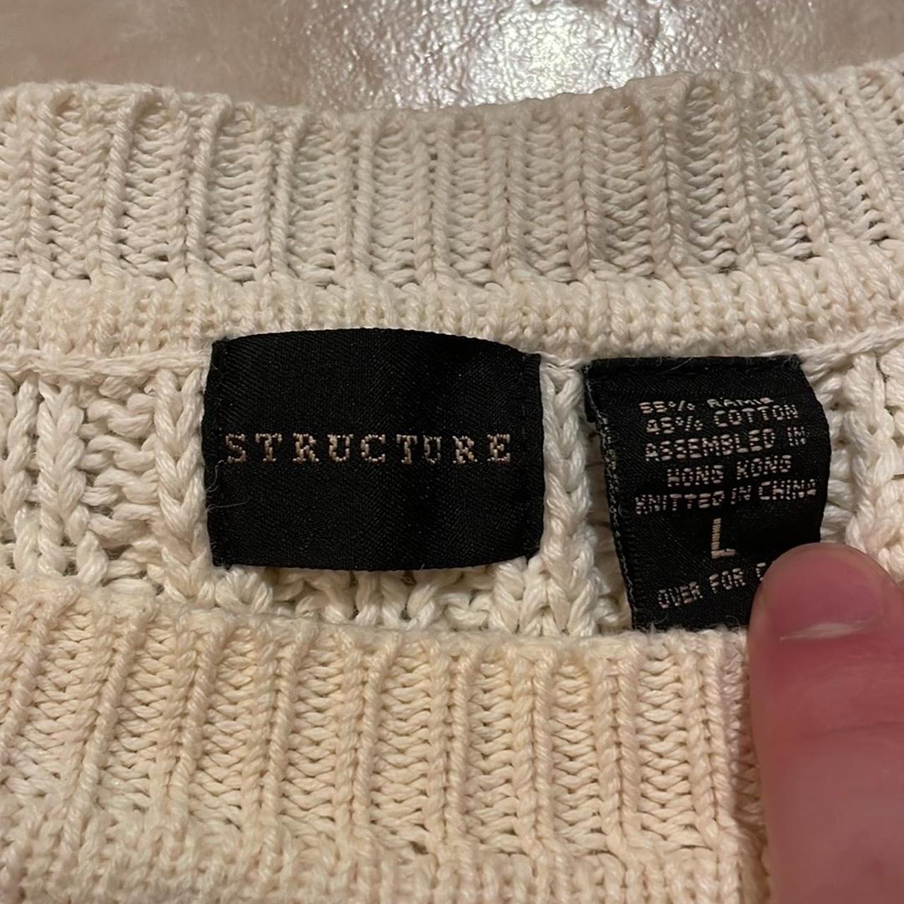 Structure Cable Knit Sweater small stain on right... - Depop