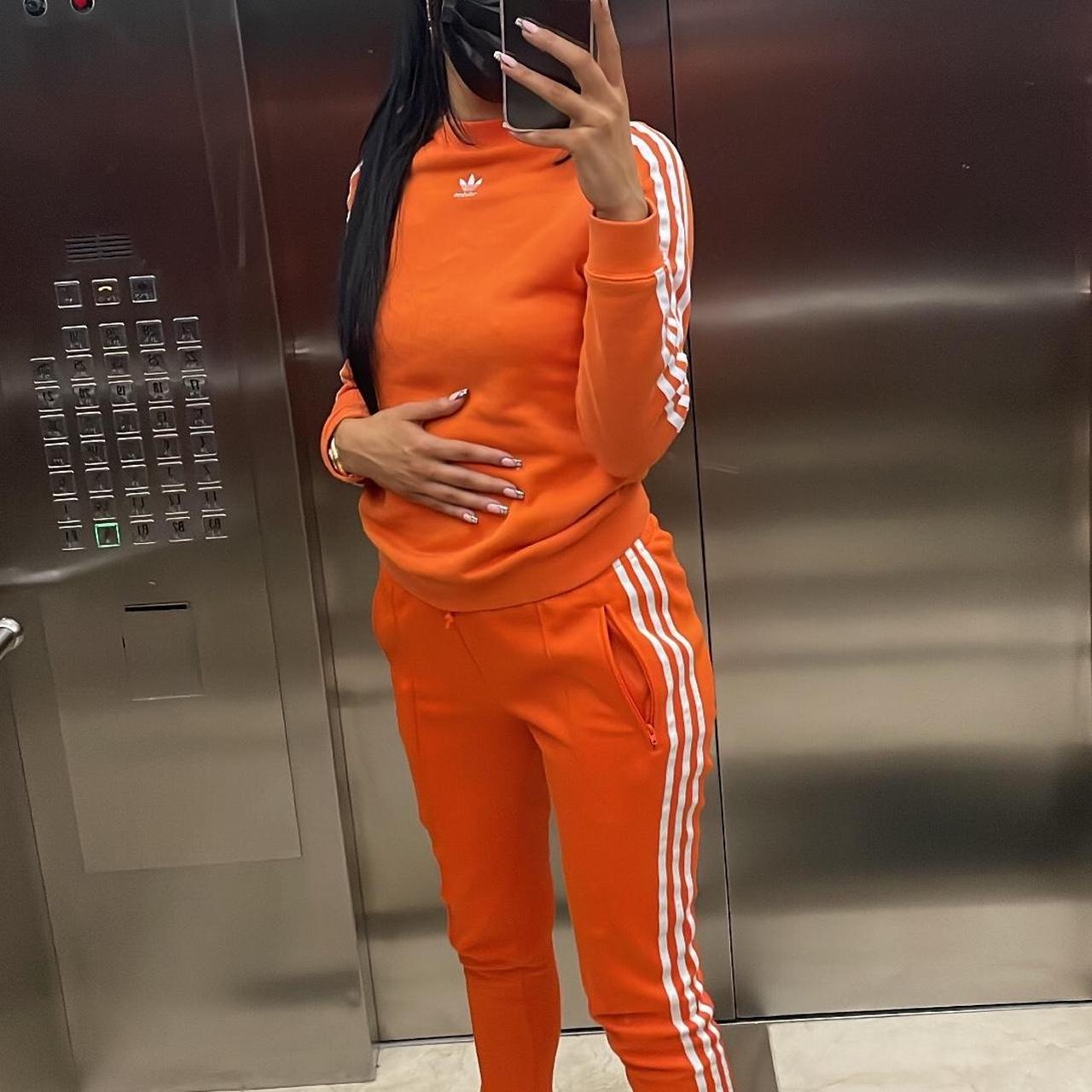 Orange adidas track top and bottoms Top size. Depop