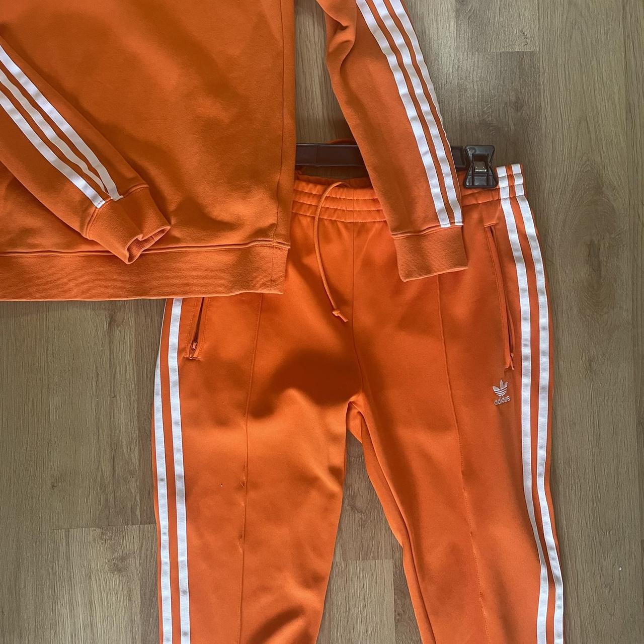 Orange adidas track top and bottoms Top size