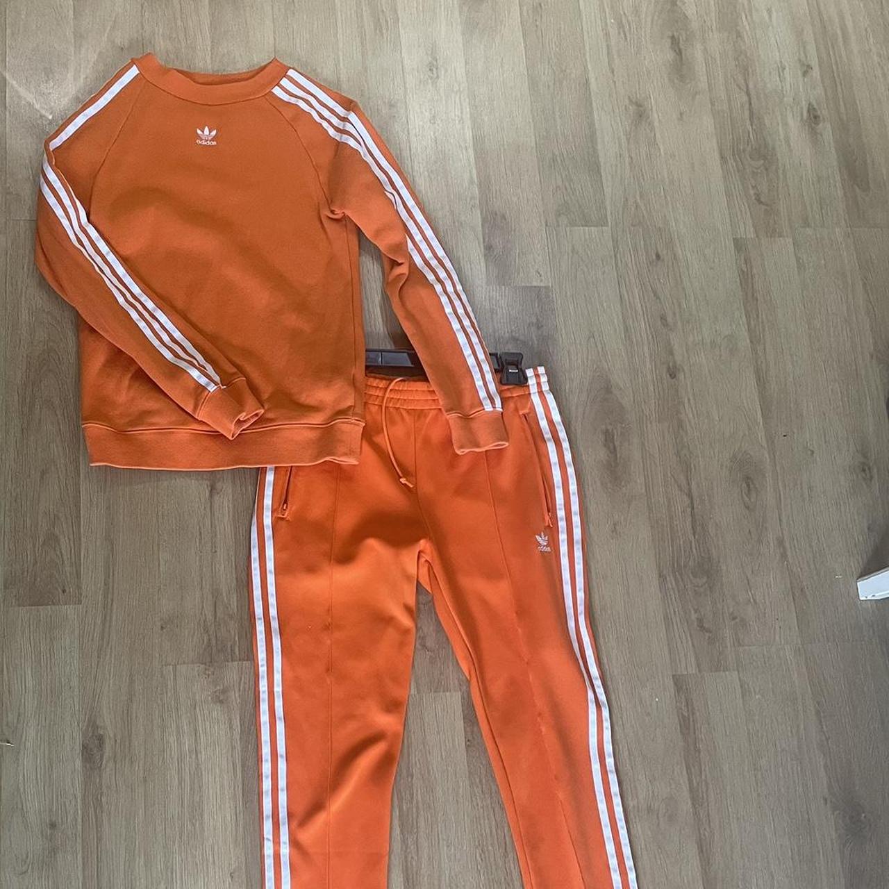 Orange adidas track top and bottoms Top size