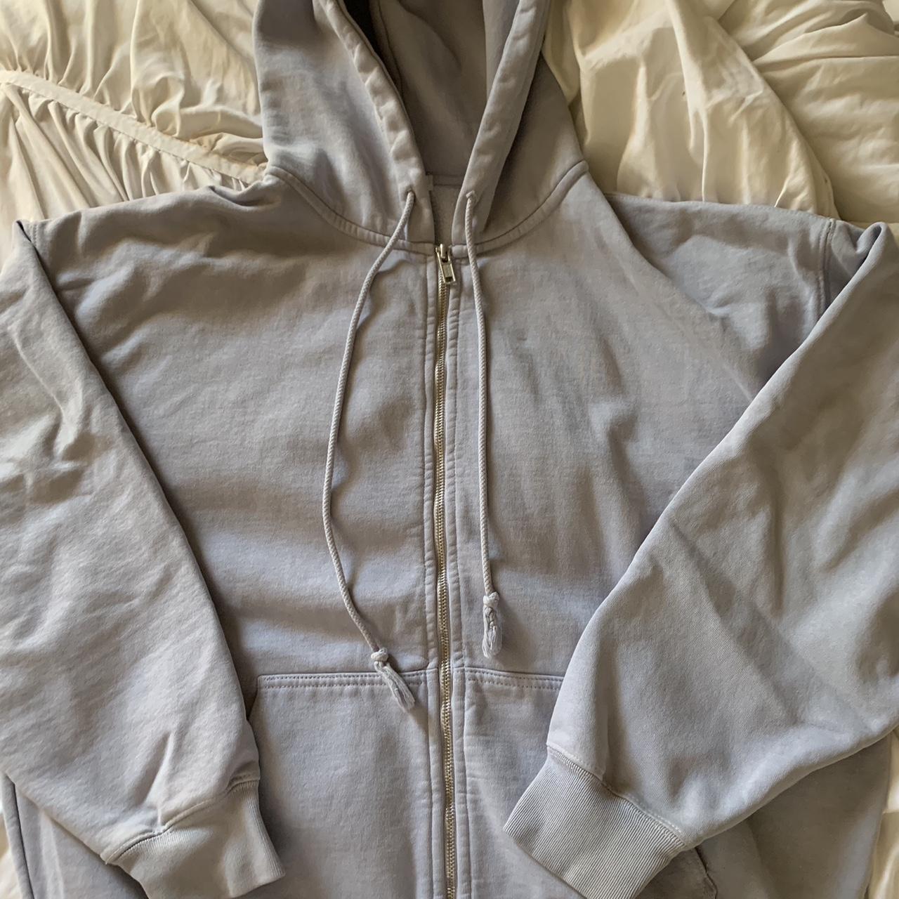 Brandy Melville Cristy Hoodie baby blue zip up - Depop