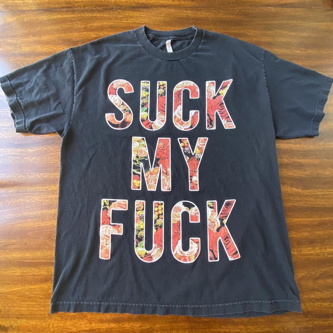 Y2K Suck My Fuck Floral Huge Spellout Tee Men’s Size...