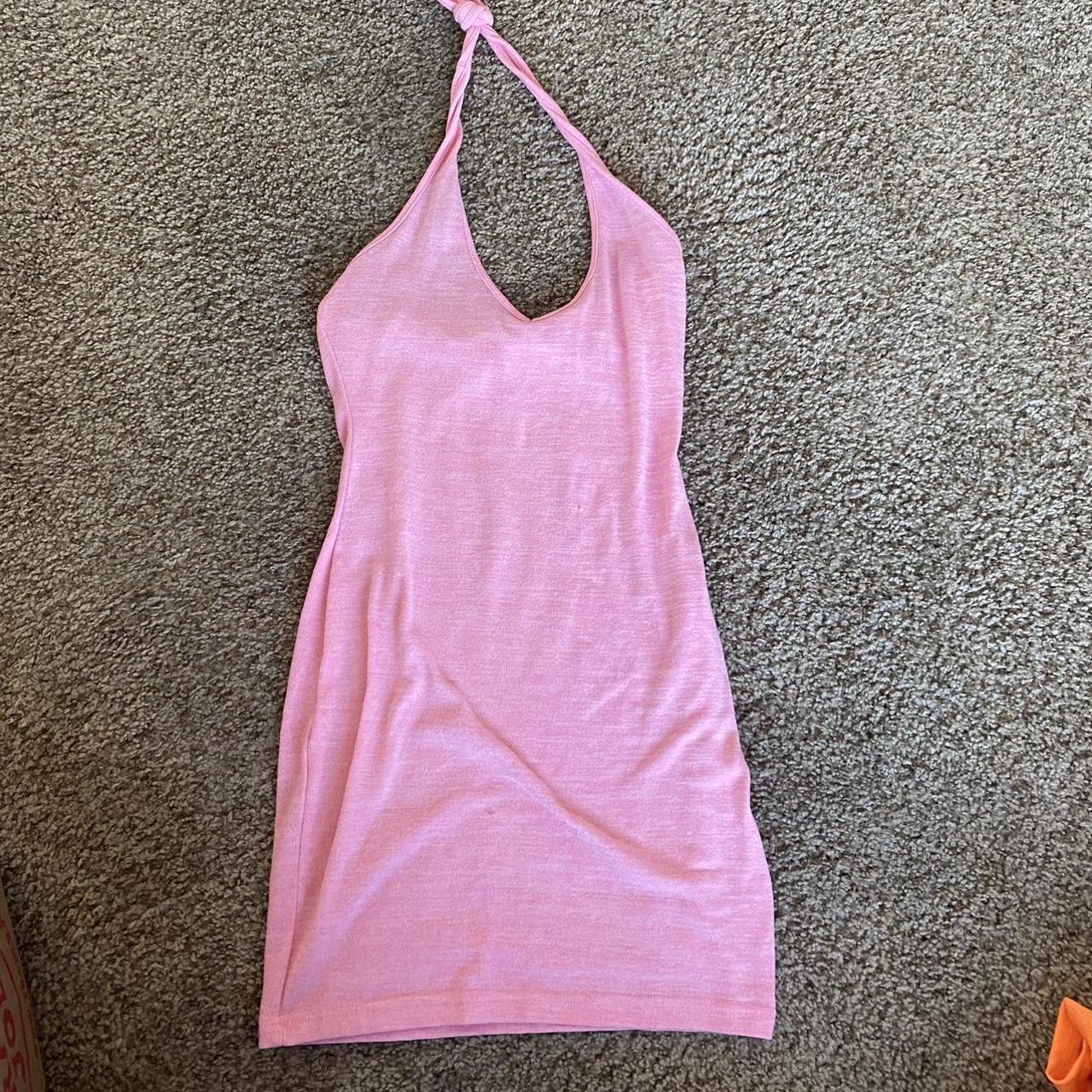 Pink halter dress This dress is pretty sheer - I... - Depop