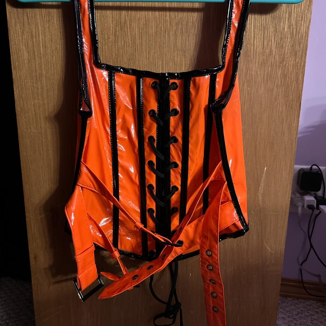Dolls Kill Women's Orange and Black Corset Depop