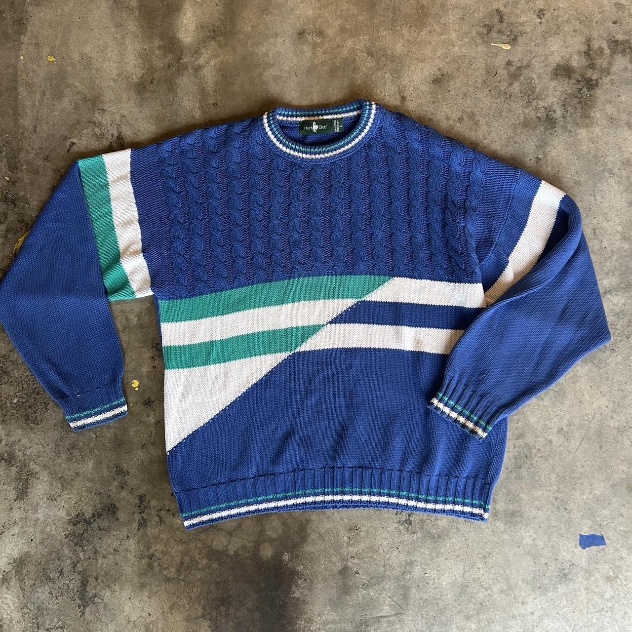 Vintage Knitted Sweater Made in USA Crazy pattern in... Depop
