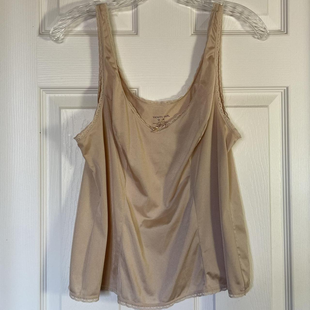 MEDIUM Vanity Fair Nude Cami. Lace trim with center... - Depop