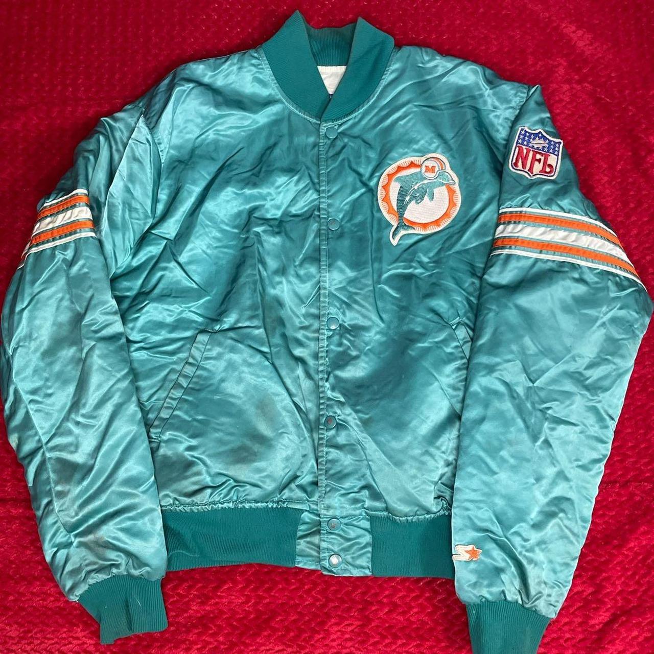 This Miami Dolphins Vintage Leather Jacket has a - Depop