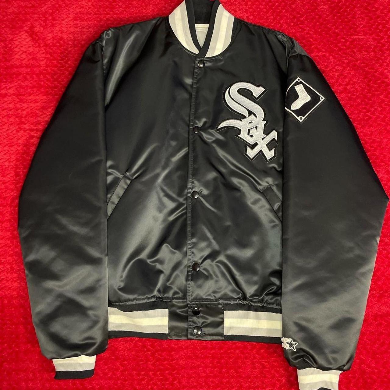 Vintage 90s Chicago White Sox MLB Baseball Starter Black Satin