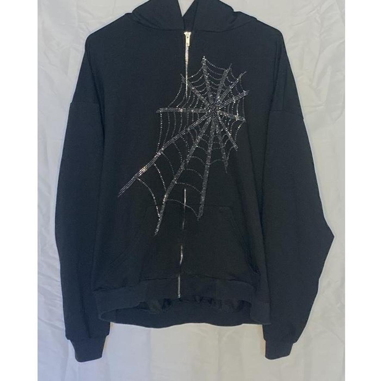 black bling spider web zipup 🖤 size XL no... Depop