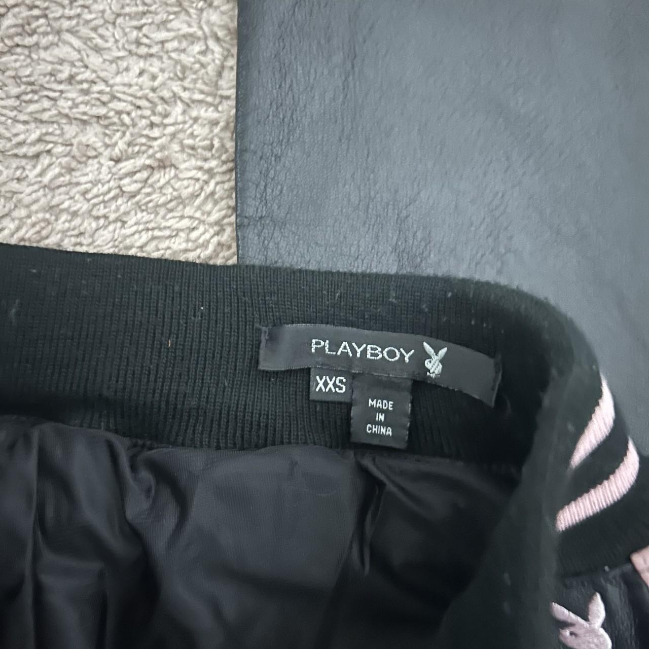 Playboy pink/Black Leather flare Pants - Depop