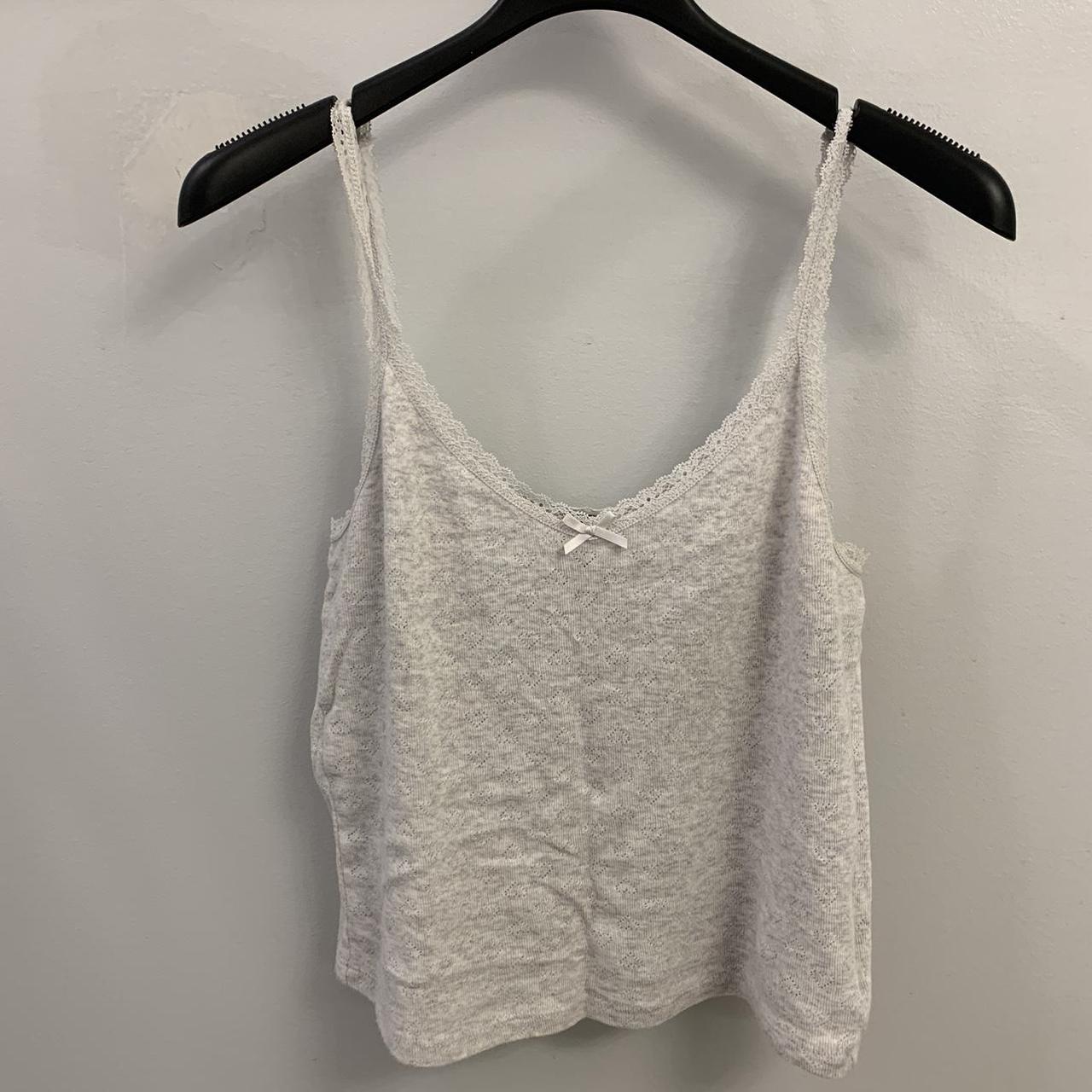 H&M Lace-trimmed Ribbed Tank Top Size S, Heather
