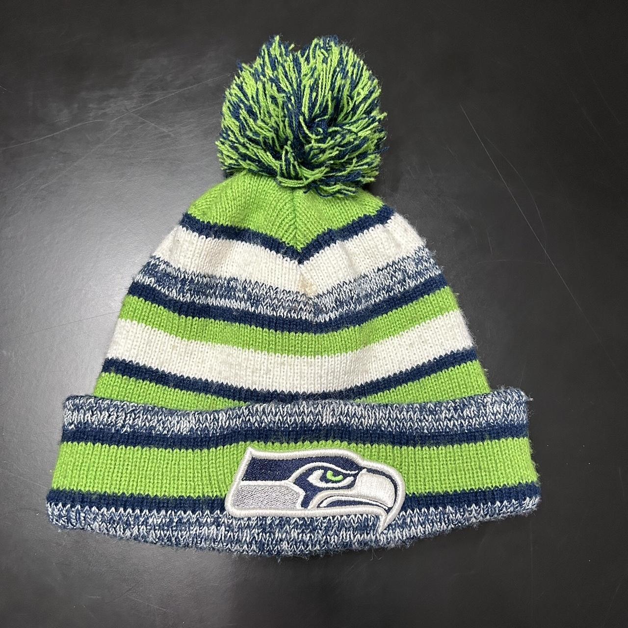 Seattle Seahawks beanie with puff ball Depop