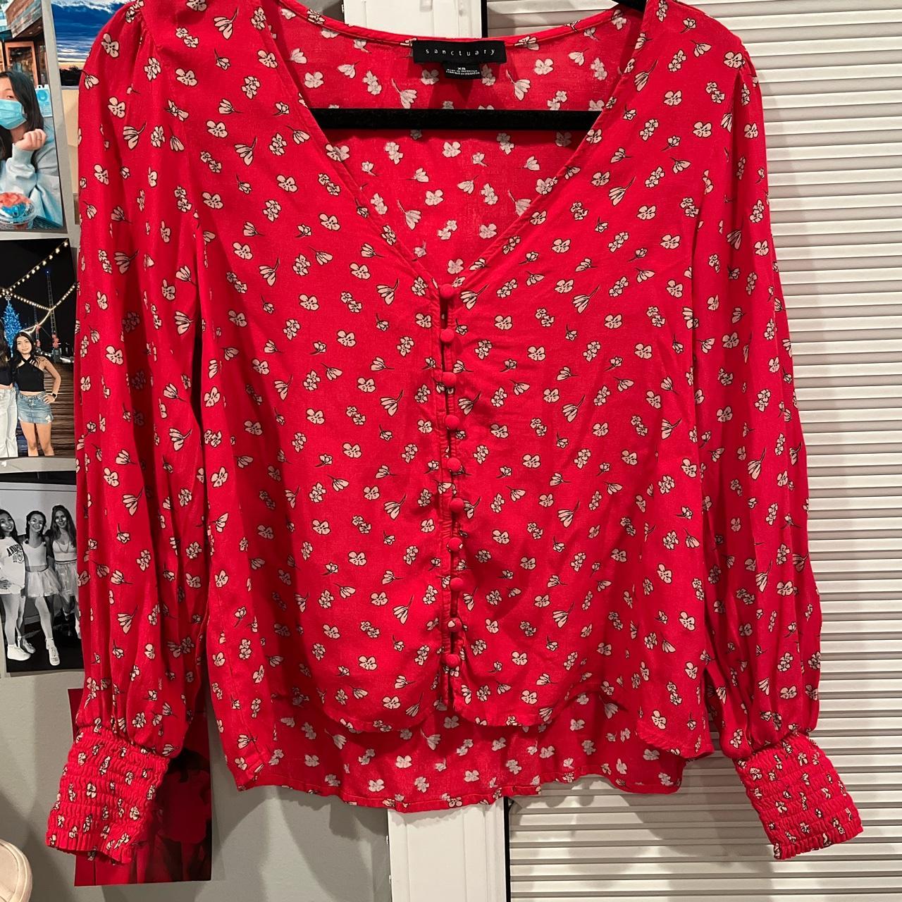 Cute red formal blouse • size xs but fits xs-s •... - Depop