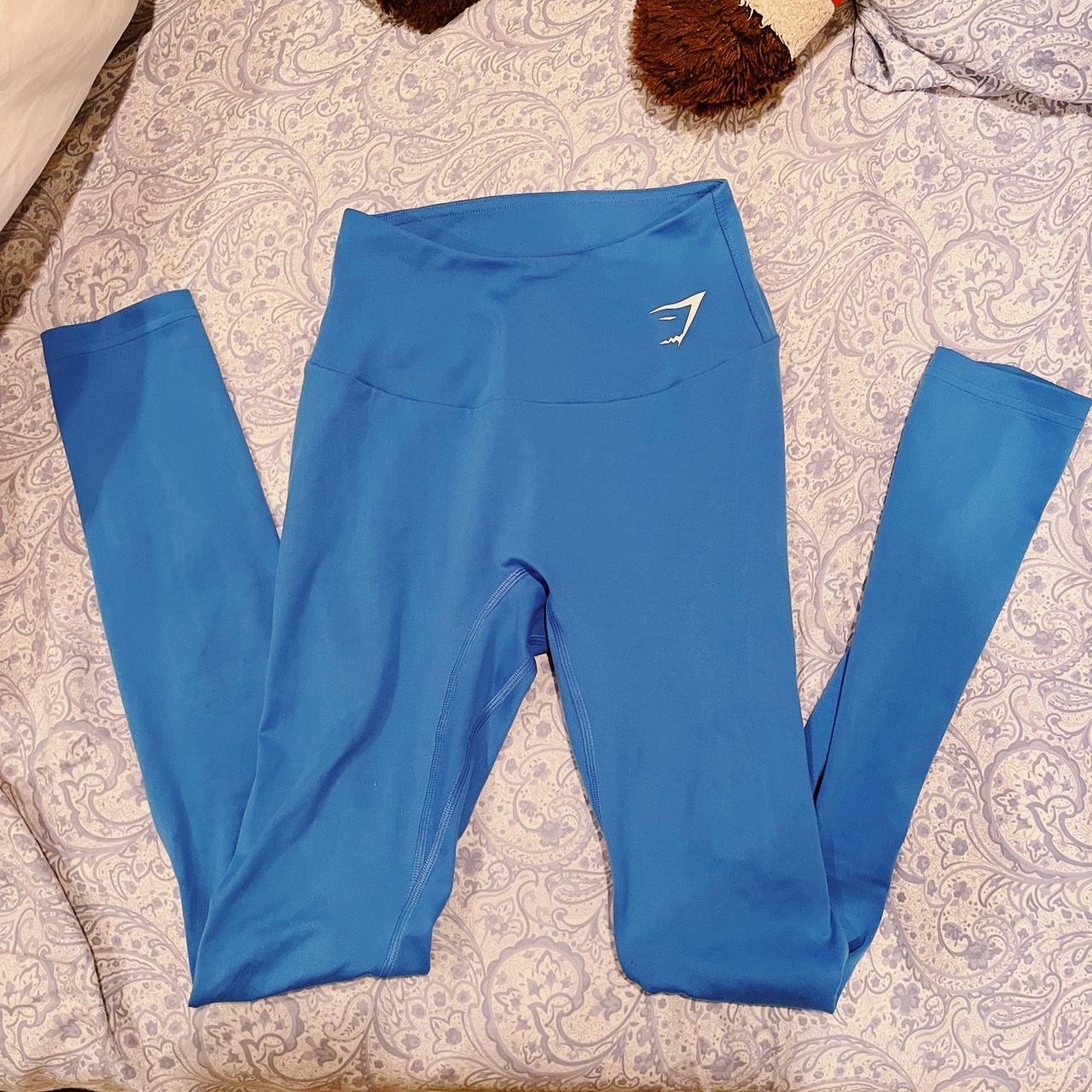 Blue gymshark leggings - size small, could fit an xs... - Depop