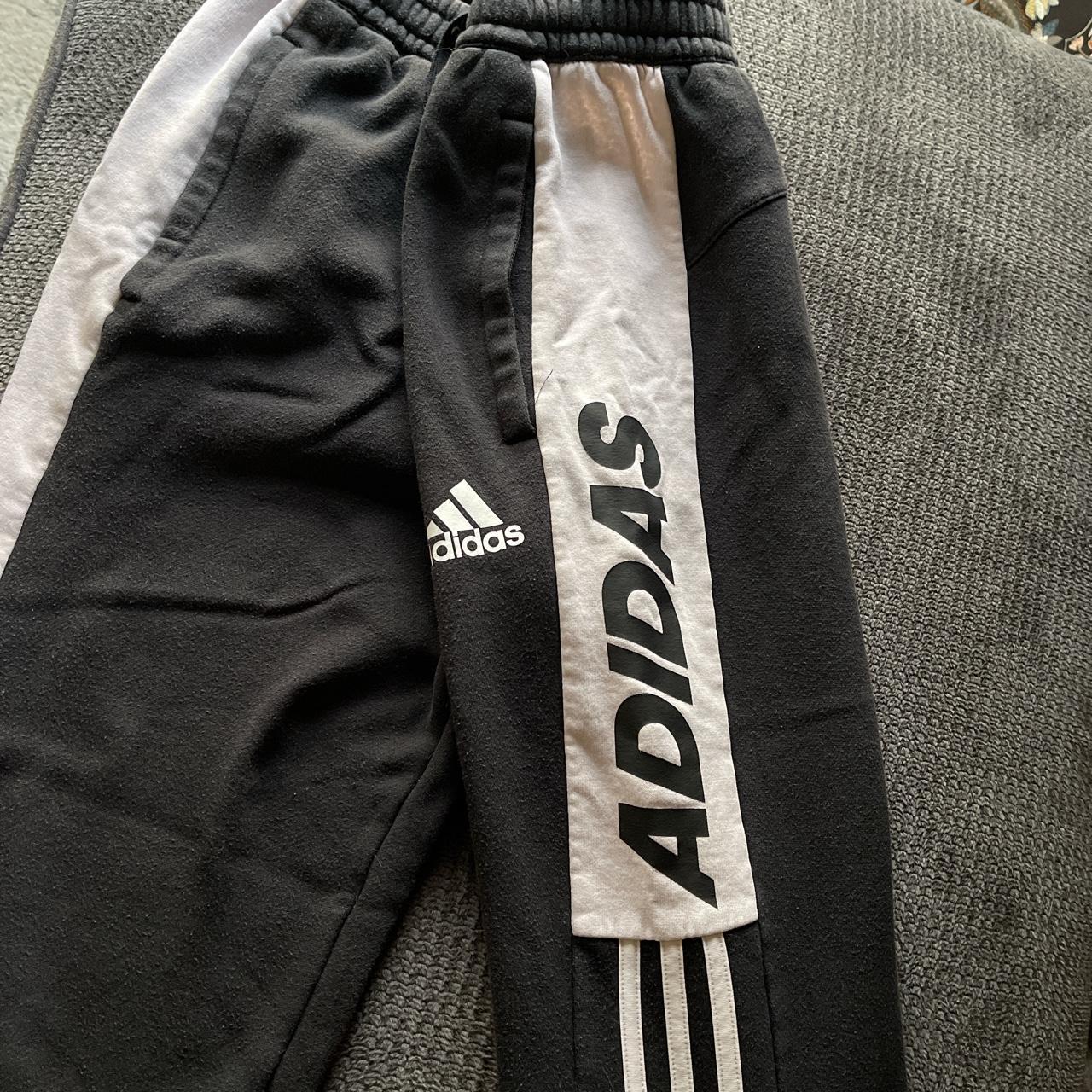 Adidas Men's Black and White Joggers-tracksuits | Depop