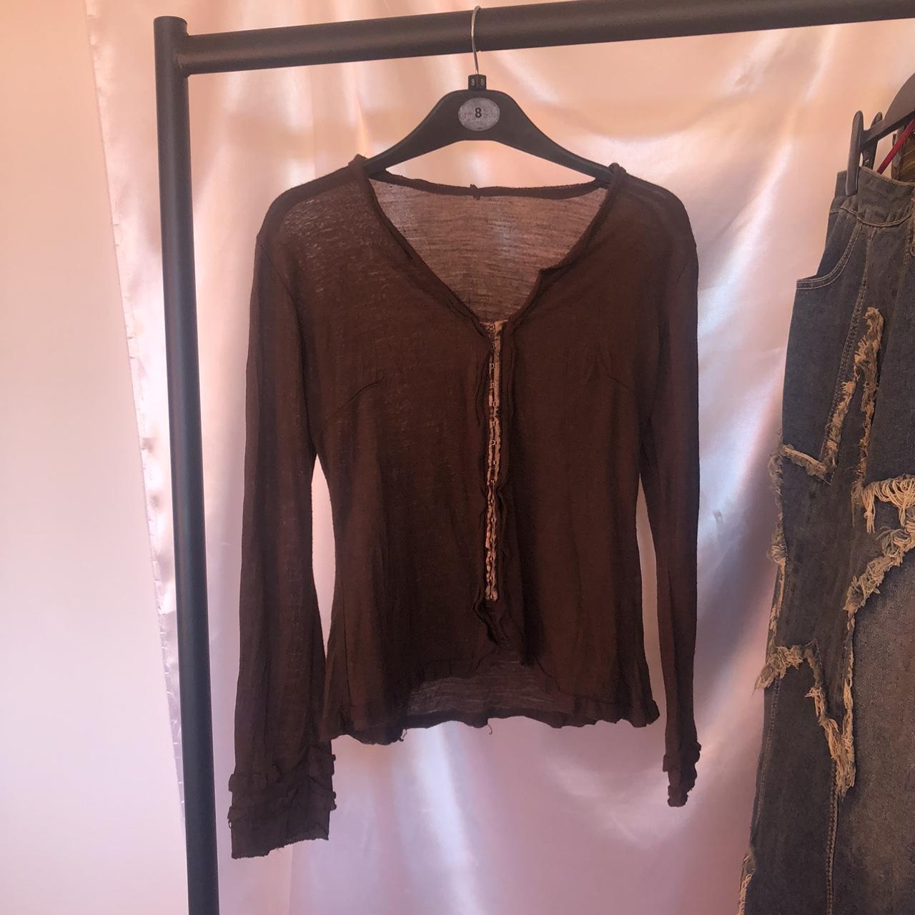 Sheer brown long sleeve top!! Brought as a gift for... - Depop