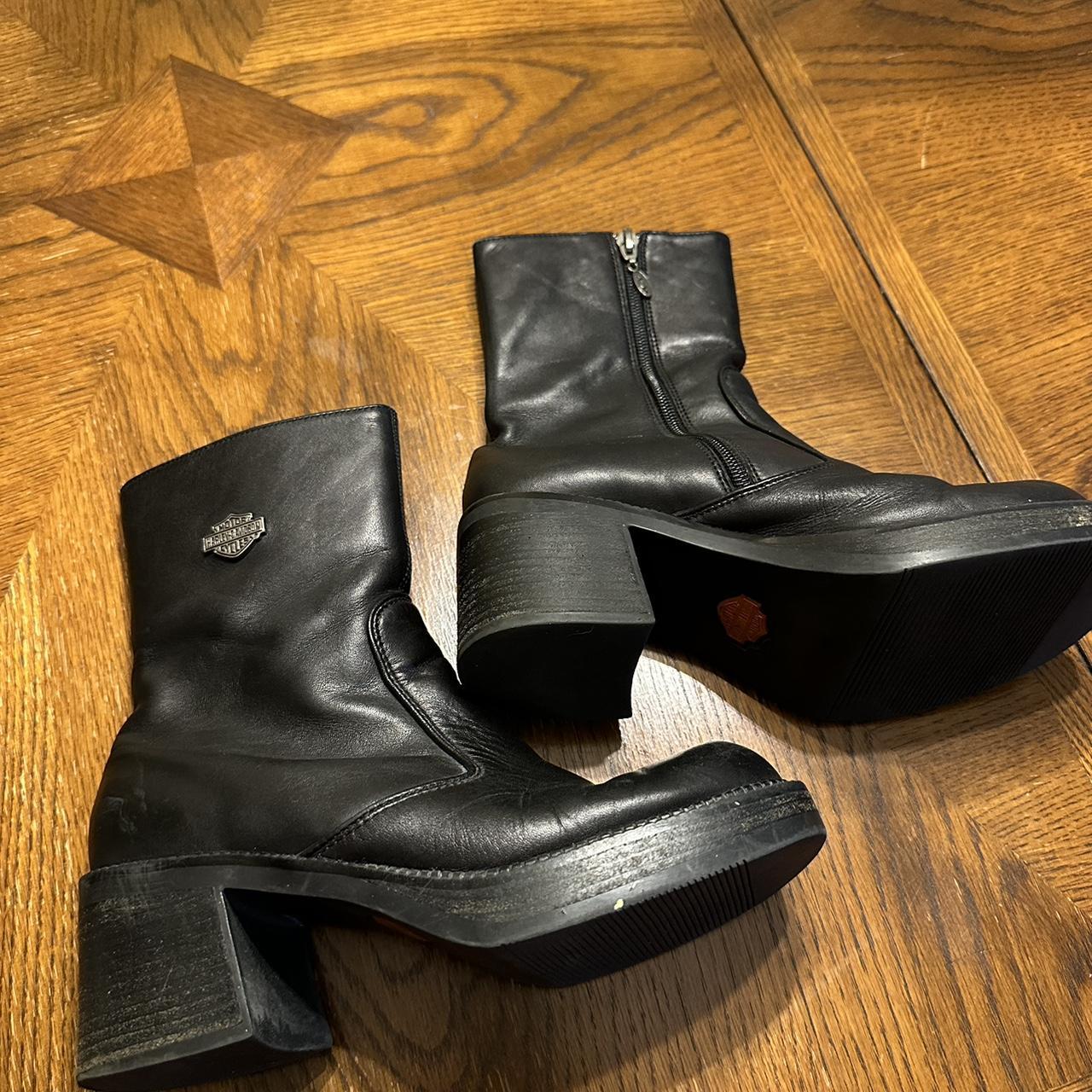 Ladies vintage Y2K Harley Davidson chunky platform... - Depop