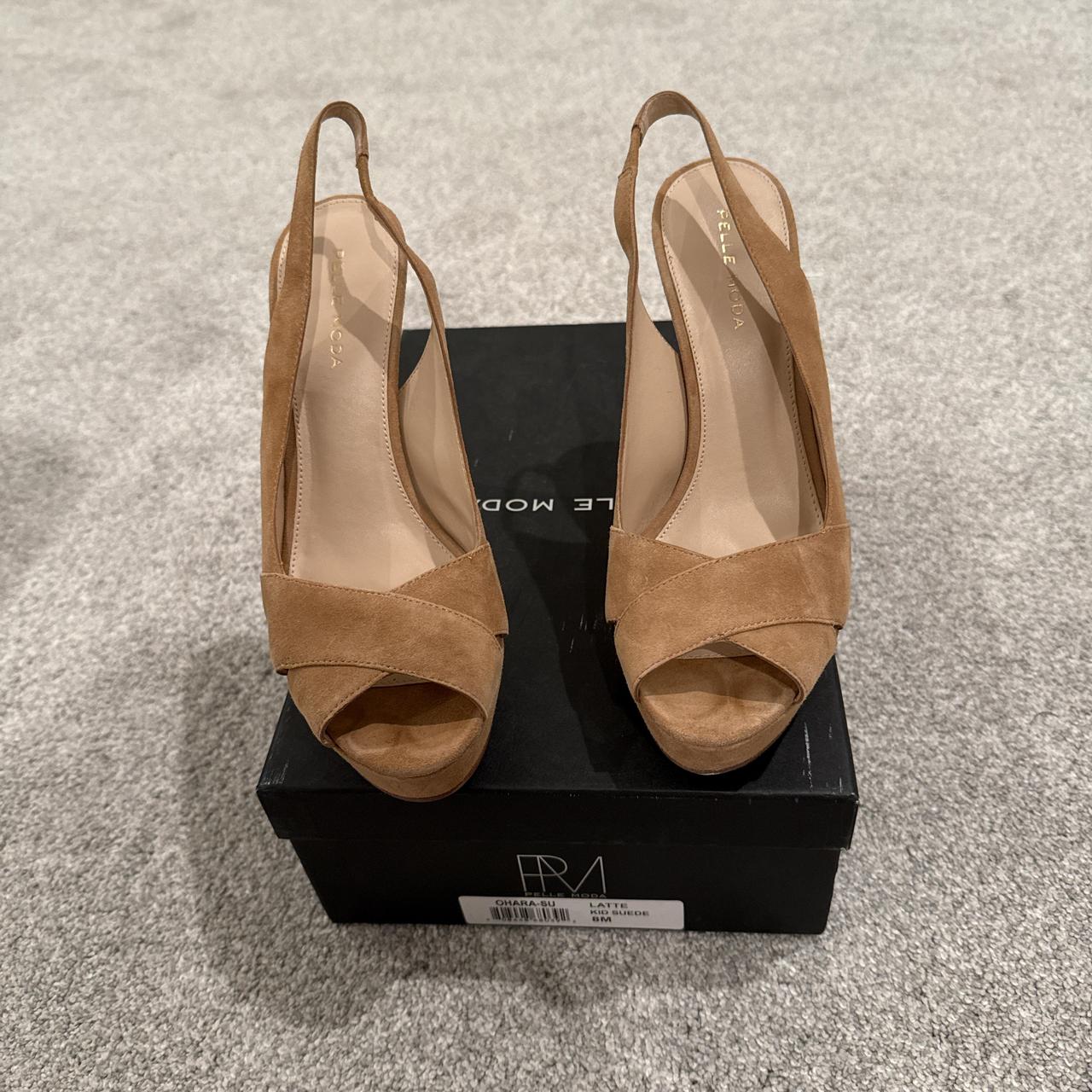 Vintage Women's Pumps - Tan/Brown - US 8 – Pelle Moda peep toe suede tan heels