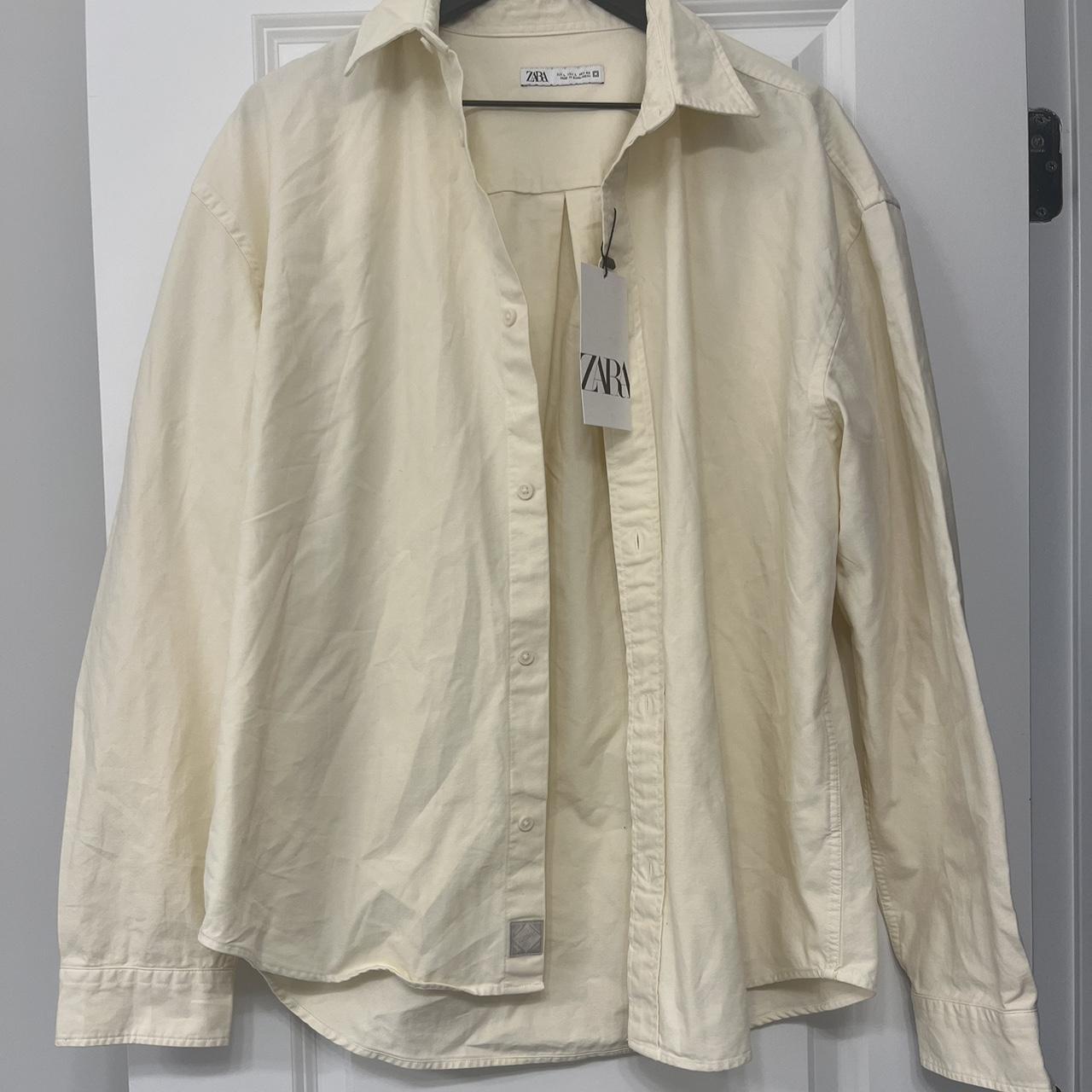 men’s zara button up color cream new with tags size... Depop