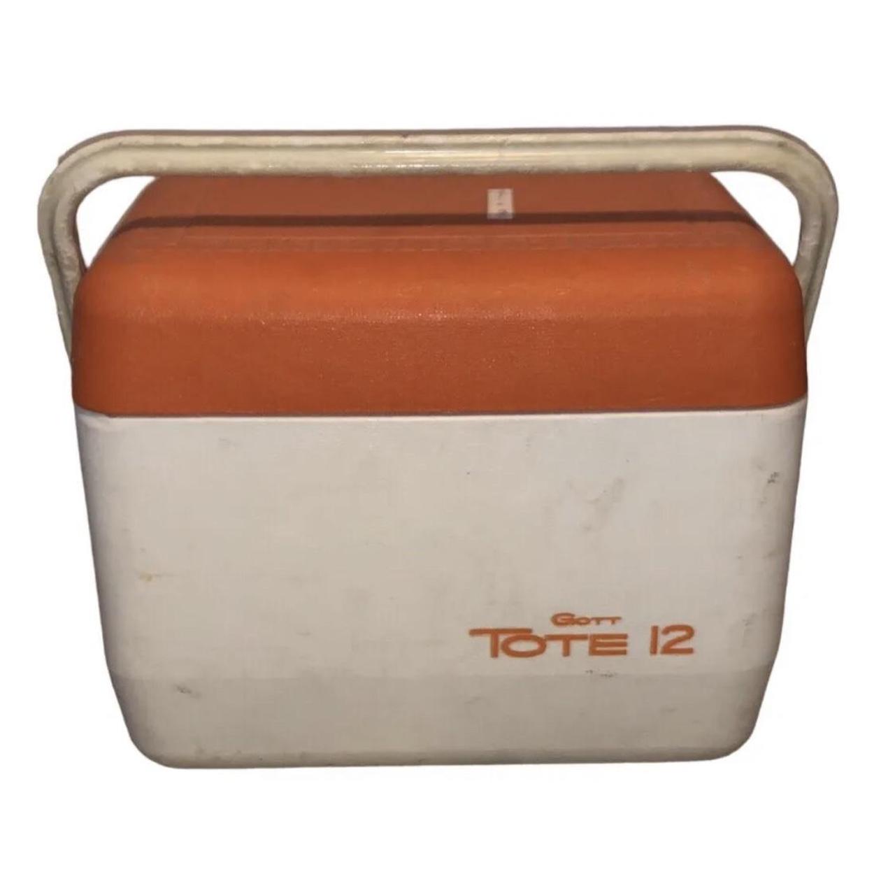 Vintage GOTT Tote 12 Ice Chest Orange and White Depop