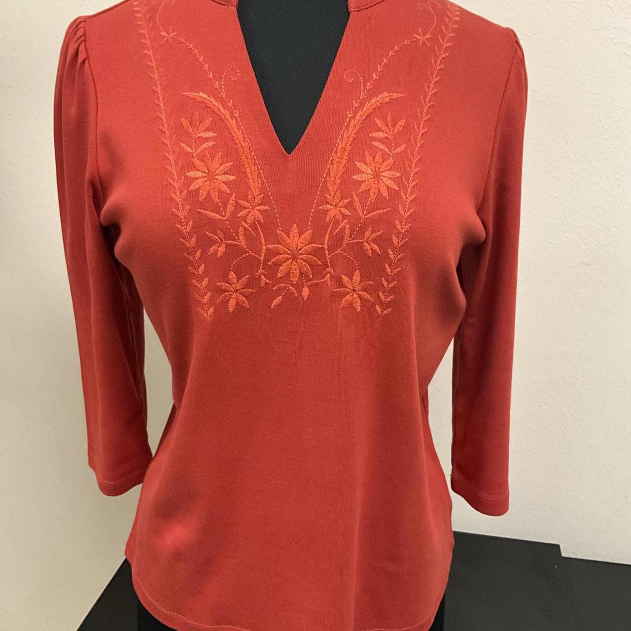 Ruby Rd. Women's Top - Red - L – Ruby Rd Red Embr… - image 1