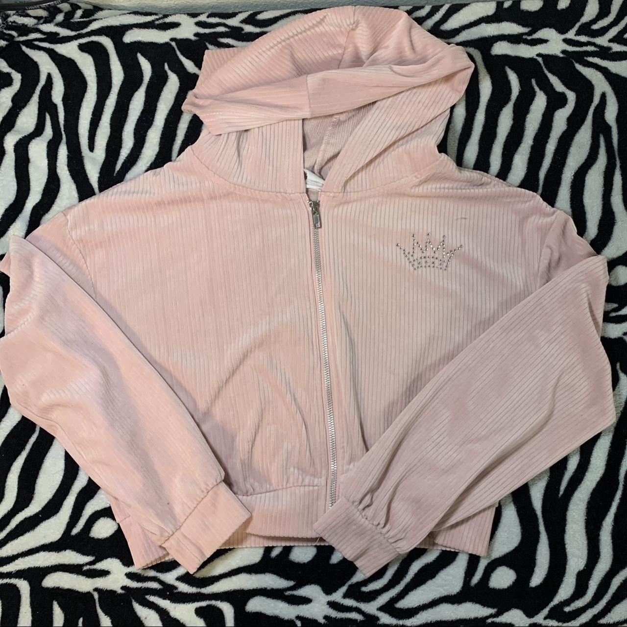 Baby pink y2k velour tracksuit with jewel... - Depop