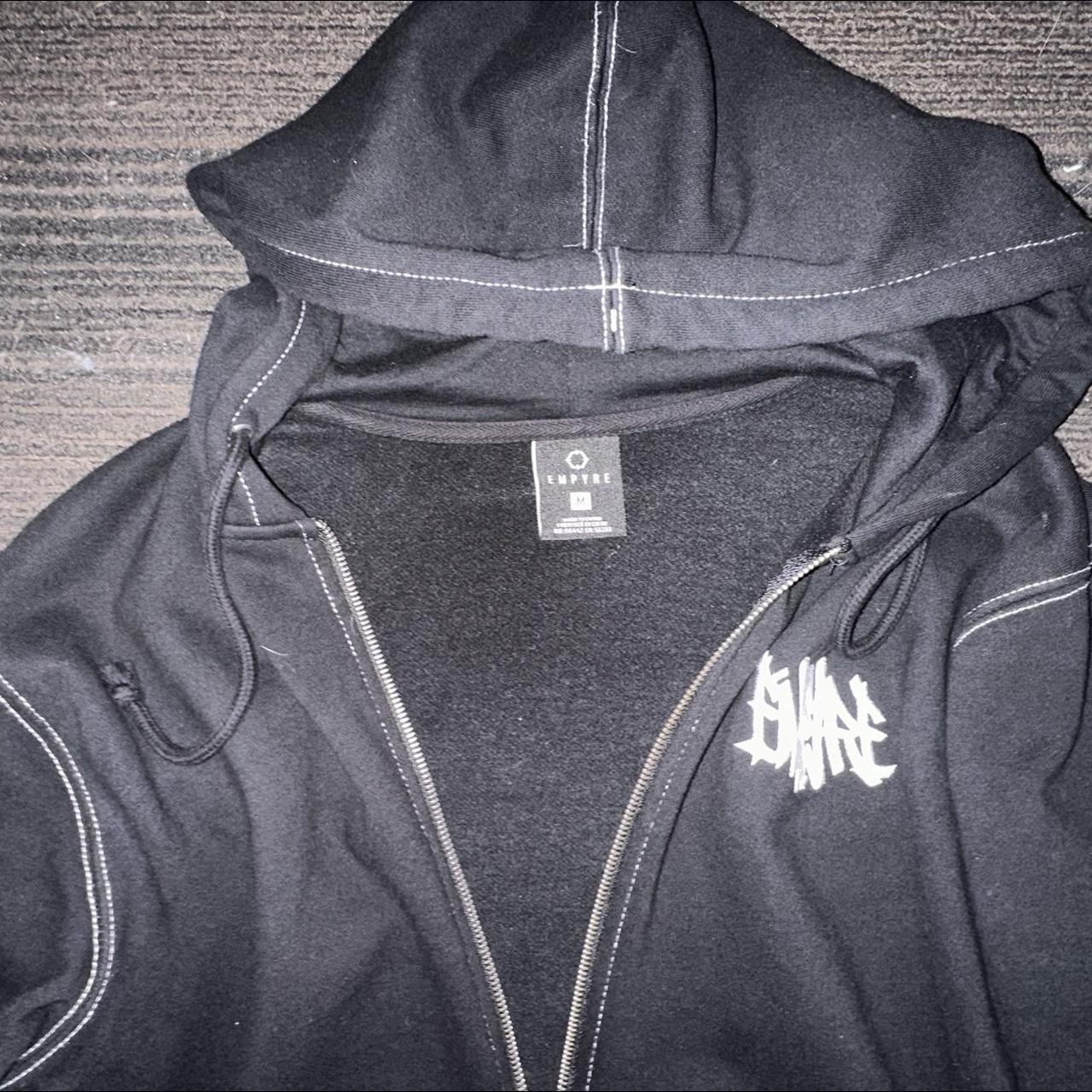 black empyre zip up with white stitching and... - Depop