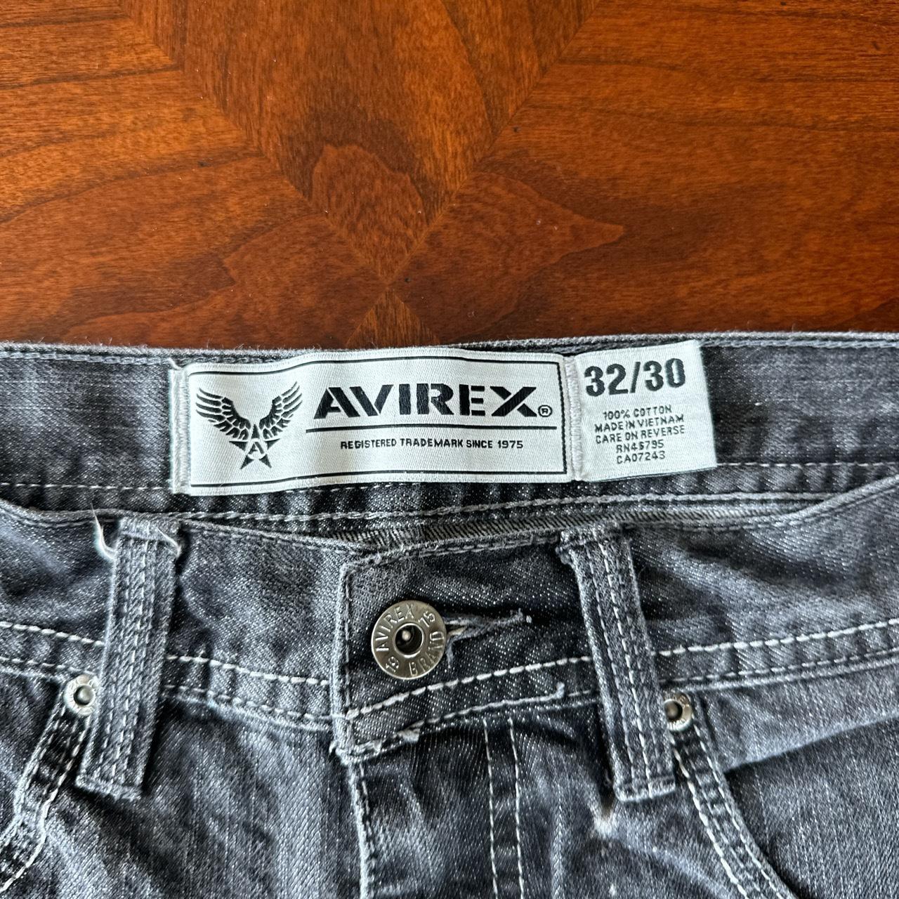 avirex jeans, 32x30 leather crosses on back pockets - Depop