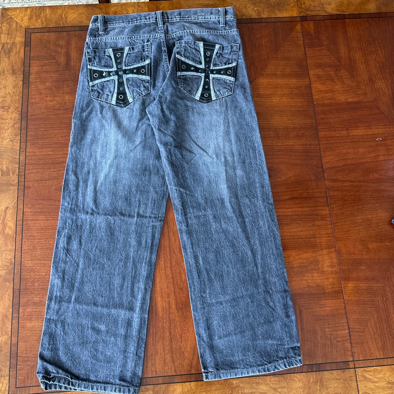 avirex jeans, 32x30 leather crosses on back pockets - Depop