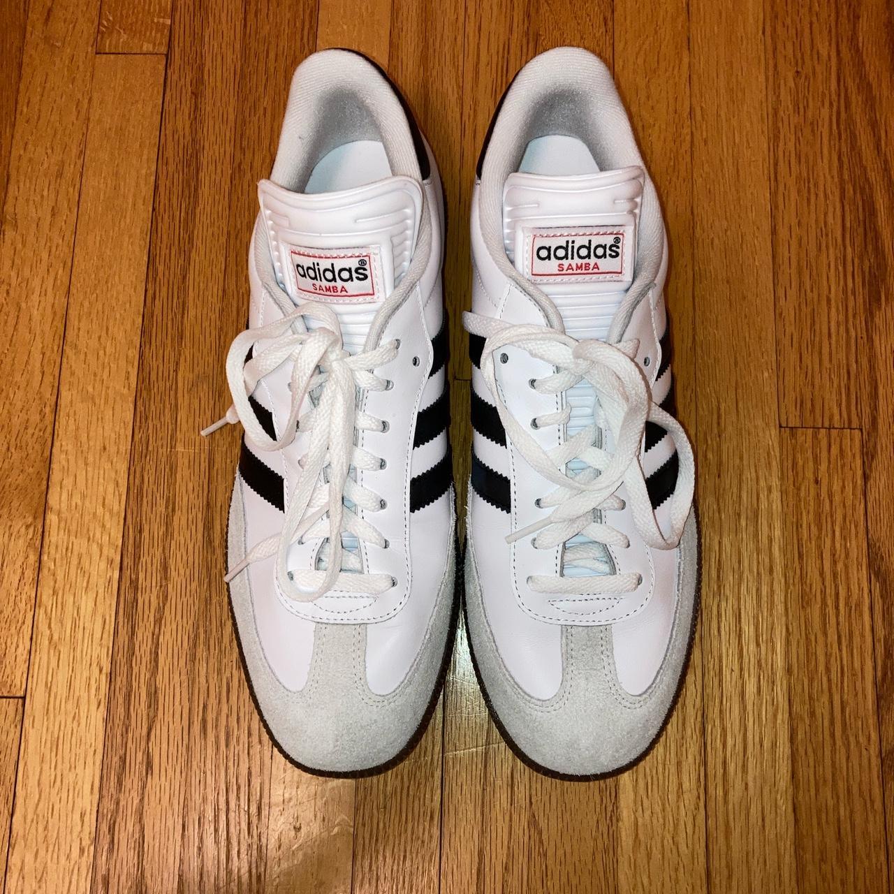 brand new adidas sambas worn twice men's size 10... - Depop