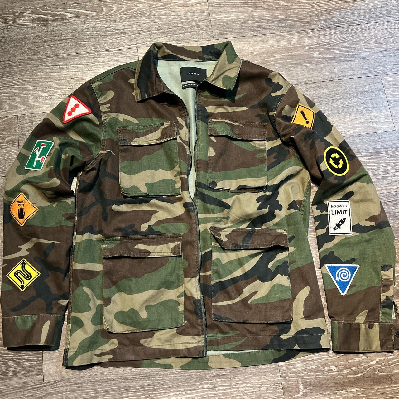 Zara camo men’s jacket with patches #zara #zaramens... - Depop