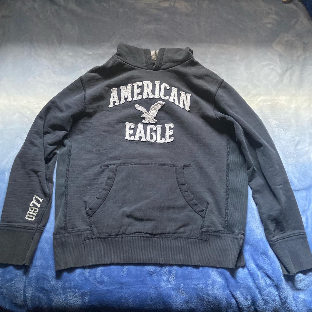 American Eagle Outfitters Men's Black and White Hoodie | Depop