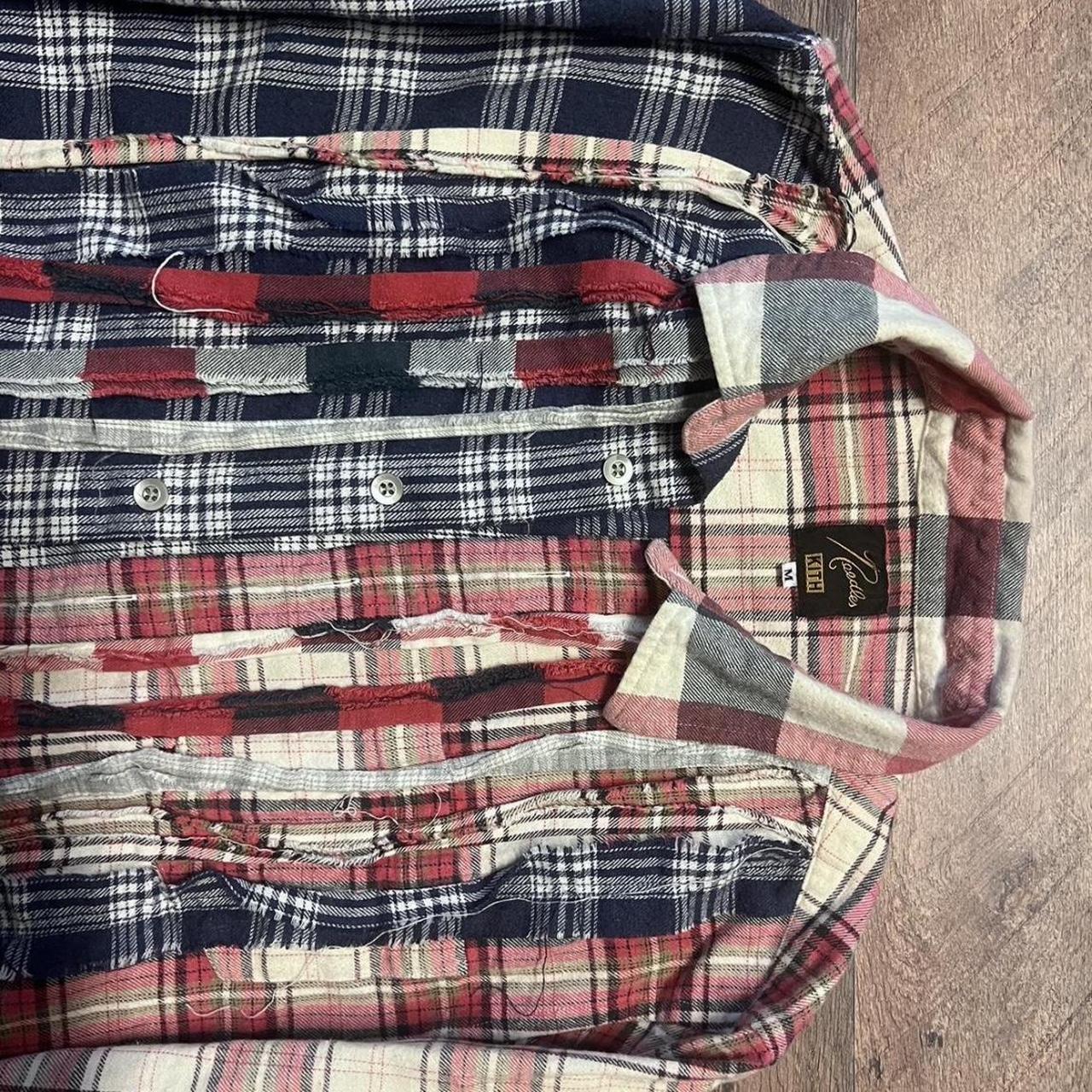 KITH NEEDLES RIBBON CUTS FLANNEL SIZE M EXCELLENT... - Depop