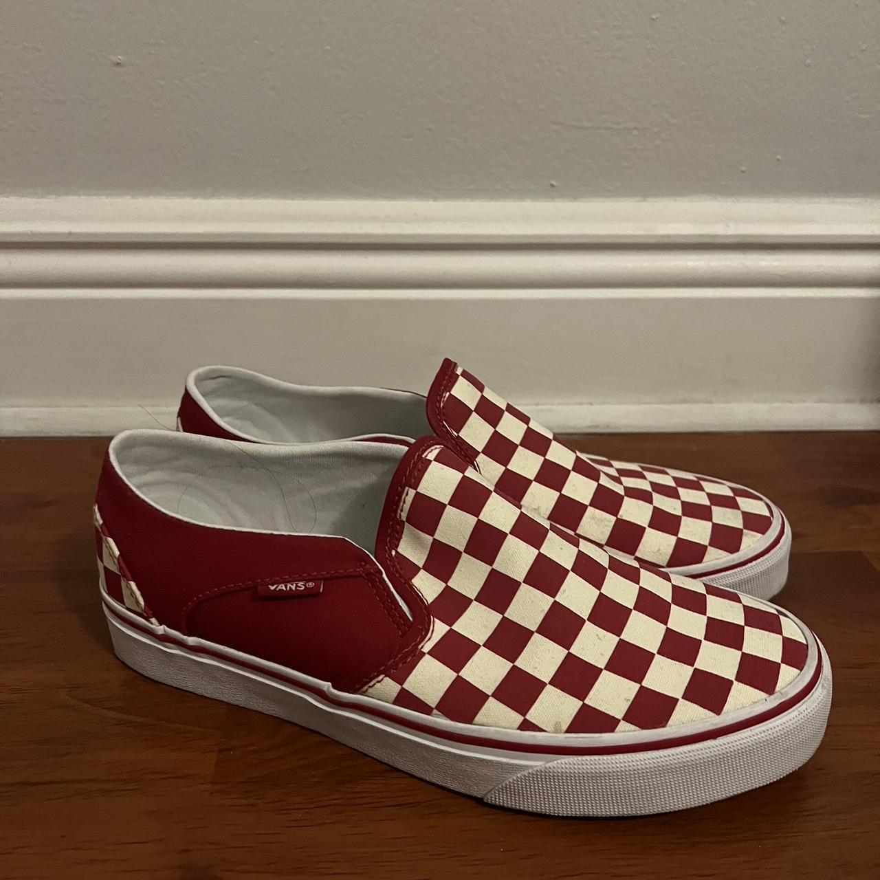 Maroon checkered hot sale vans