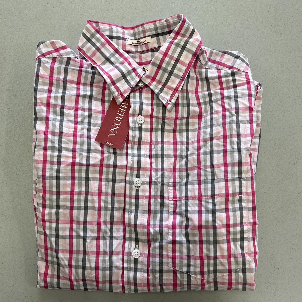 Merona Size S Pink White Plaid Mens long Depop