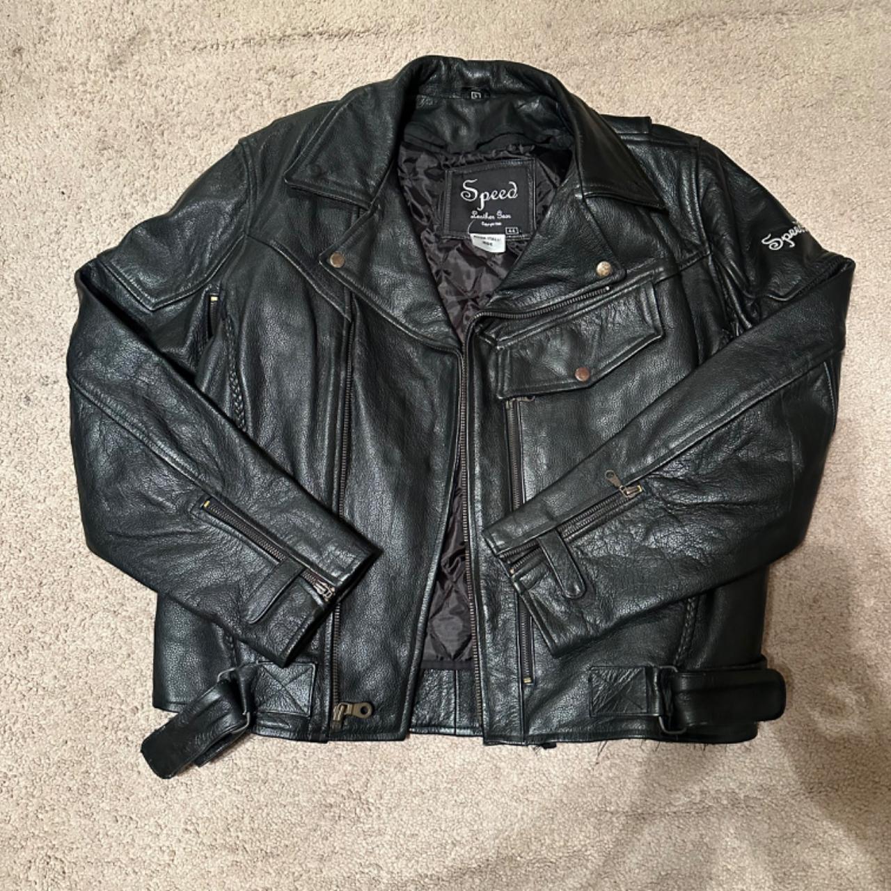 Mens Vintage Speed Gear Motorcycle leather jacket... - Depop