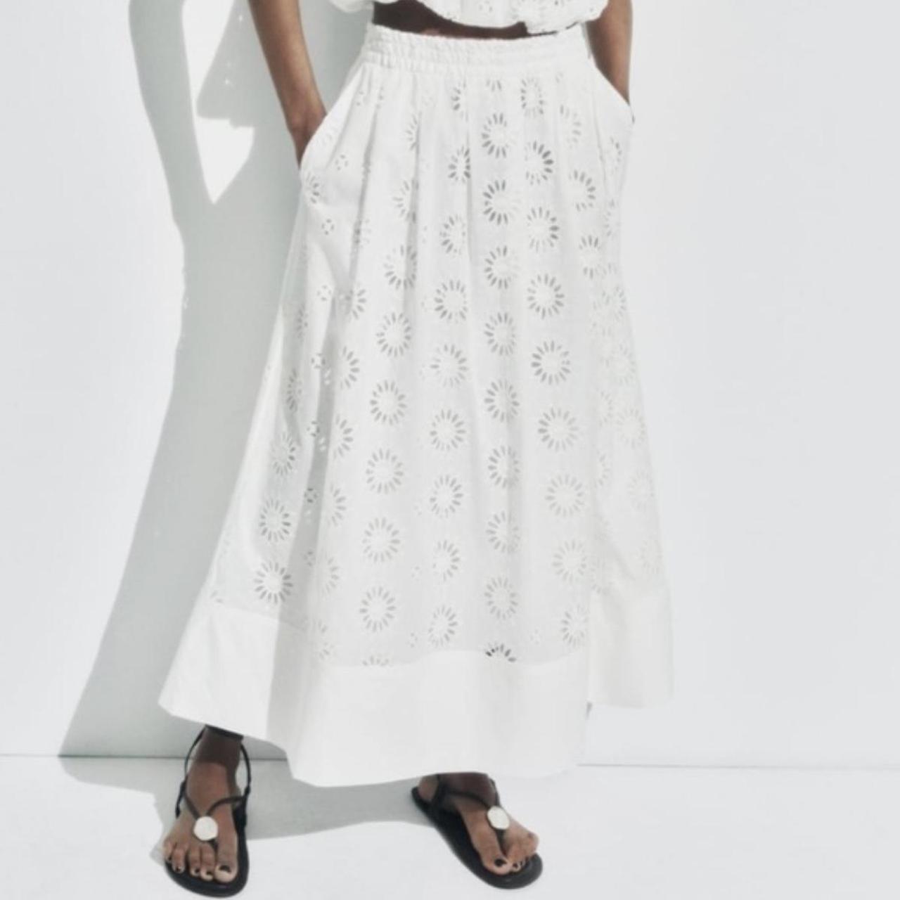 Embroidered midi 2024 skirt zara