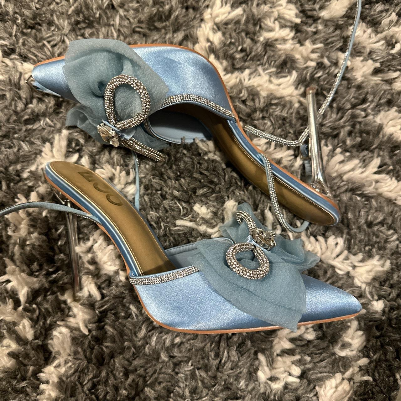 Bow Blue Heels Asos TEACUP Blue Satin Women's Pointed-Toe