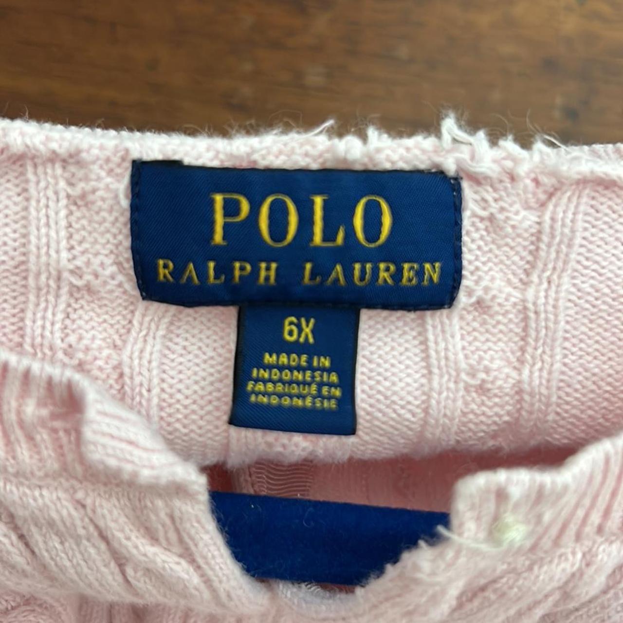 Polo Ralph Lauren pink button up sweater size 6X... - Depop