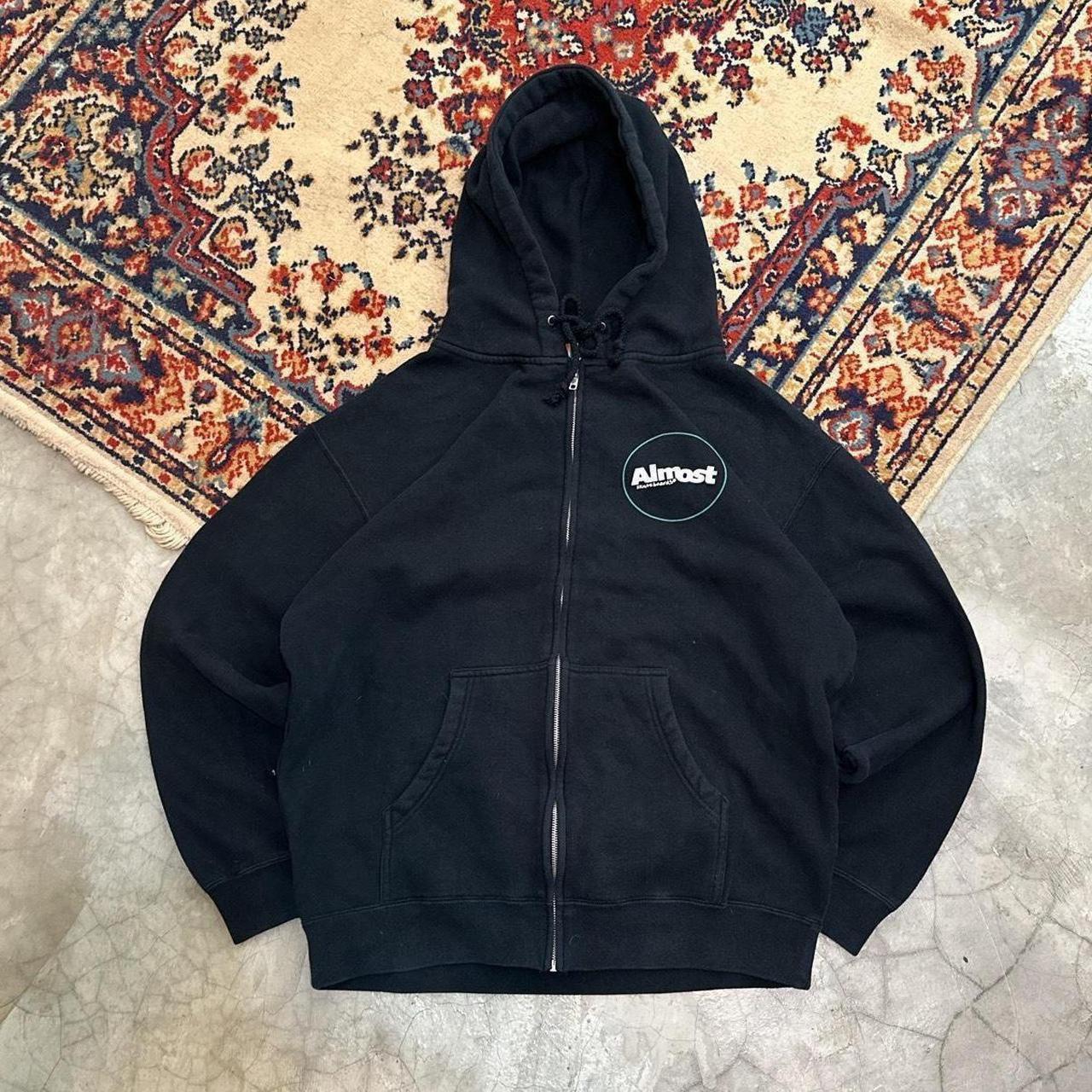 Vintage 90's Almost Skate Zip Up Hoodie Size:L... - Depop