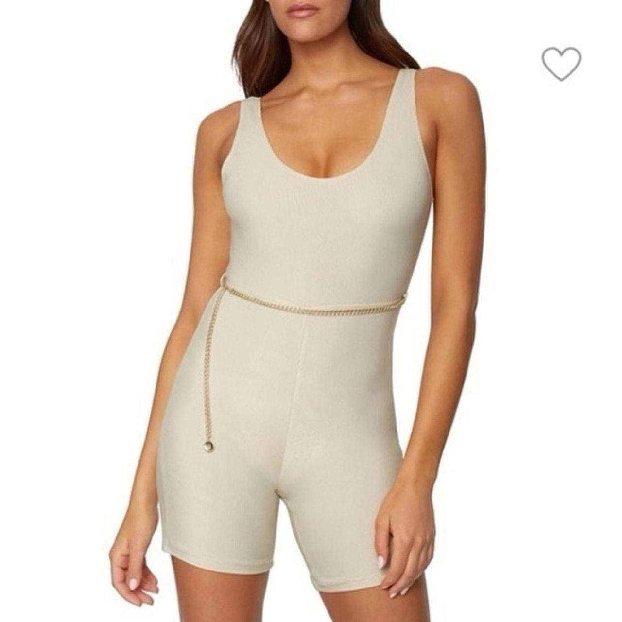 Hot WEWOREWHAT Scoopneck Bodysuit in Tan Medium