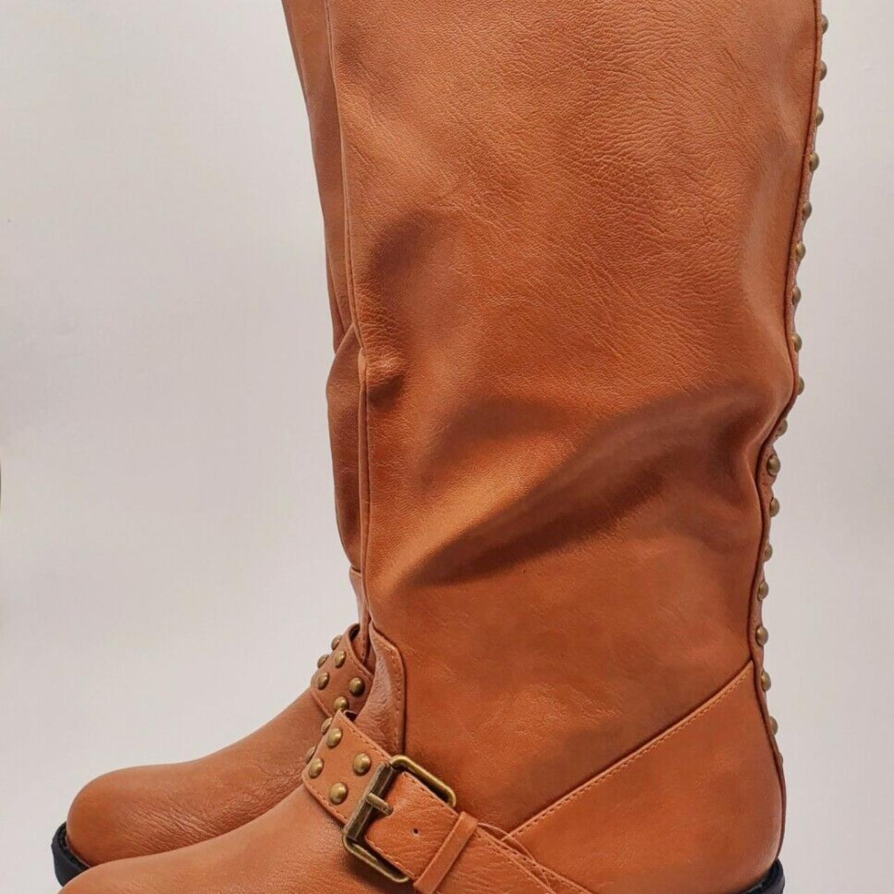 Women's Tanned Knee High Boots Size 37 Stud... Depop