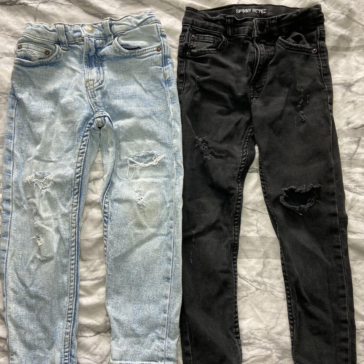 x2 Zara kids boys ripped jeans Black pair are... - Depop