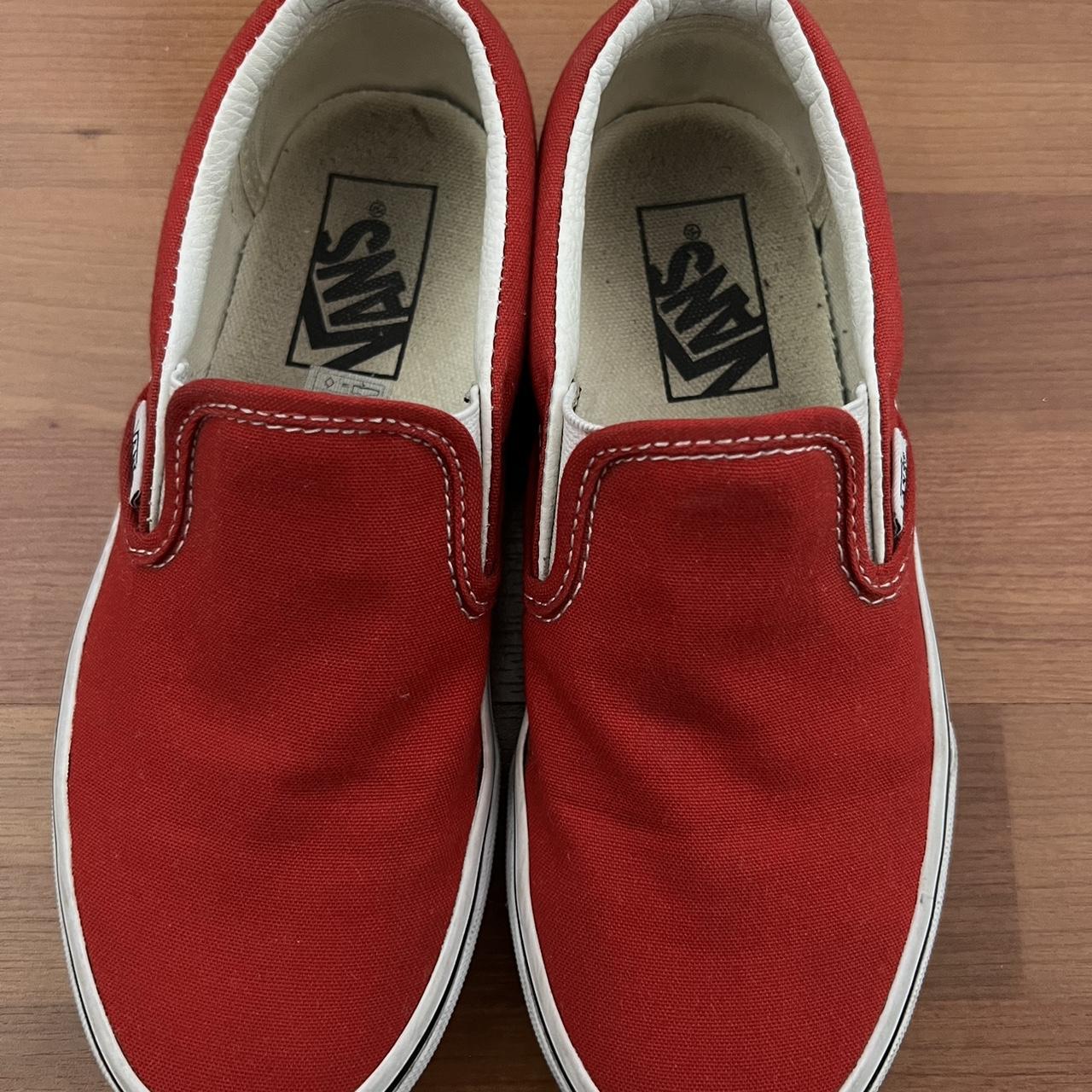 Womens red vans deals slip ons