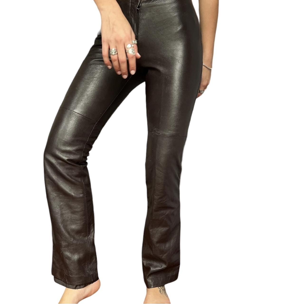 Vintage MODA brown leather pants Bootcut Depop