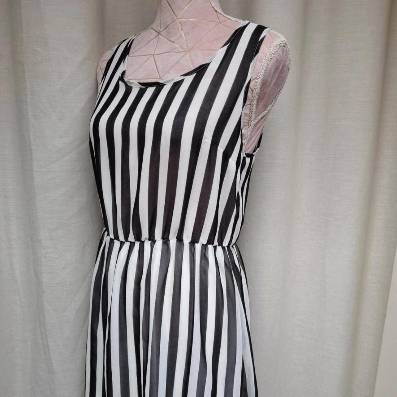 H M Divided Black And White Striped Dress Size Depop