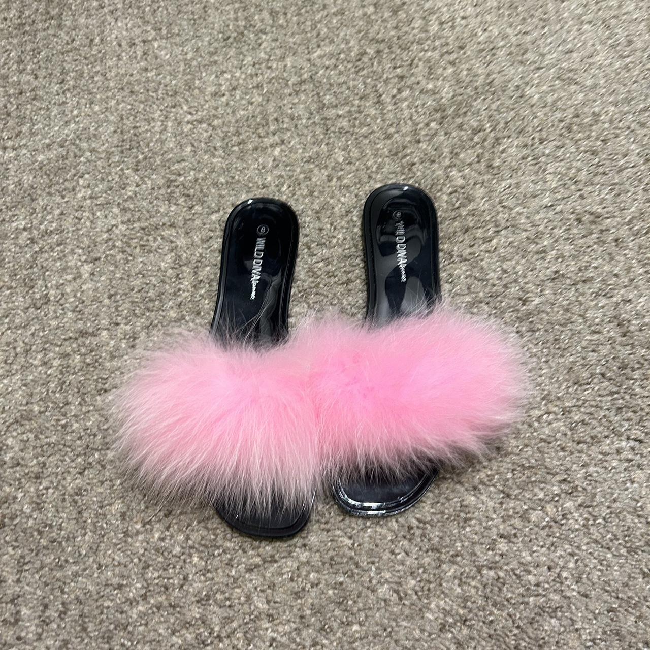 pink fluffy slides