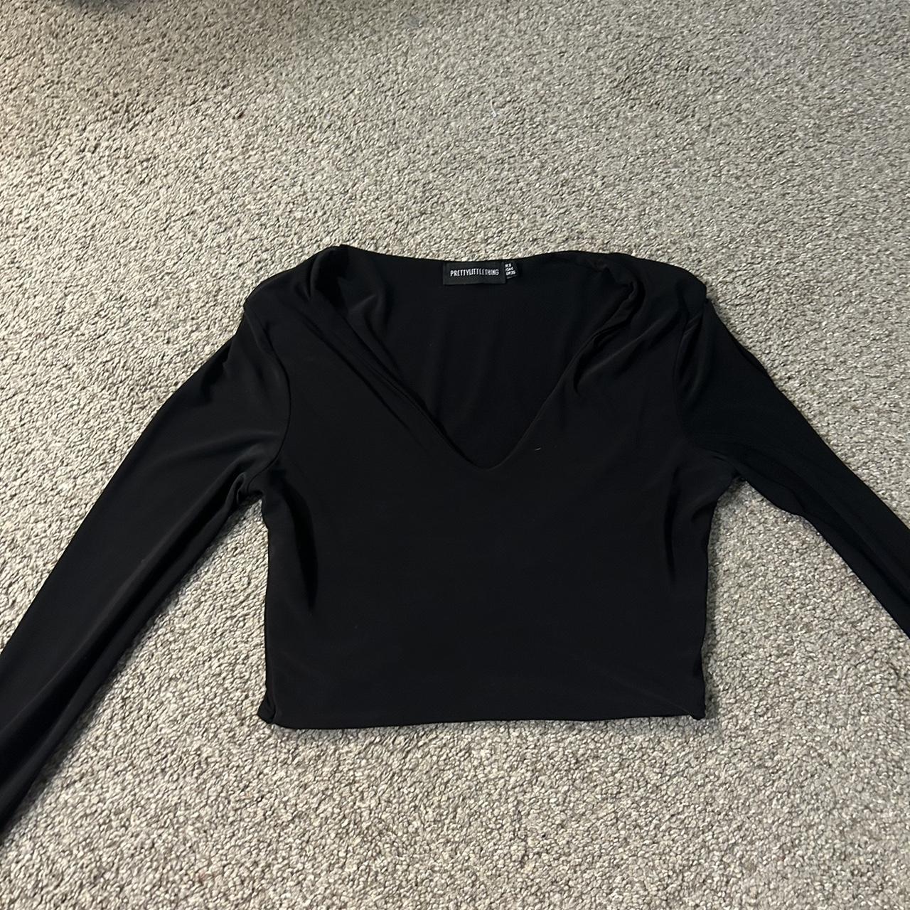 Pretty Little Thing Black Long Sleeve Top - Depop