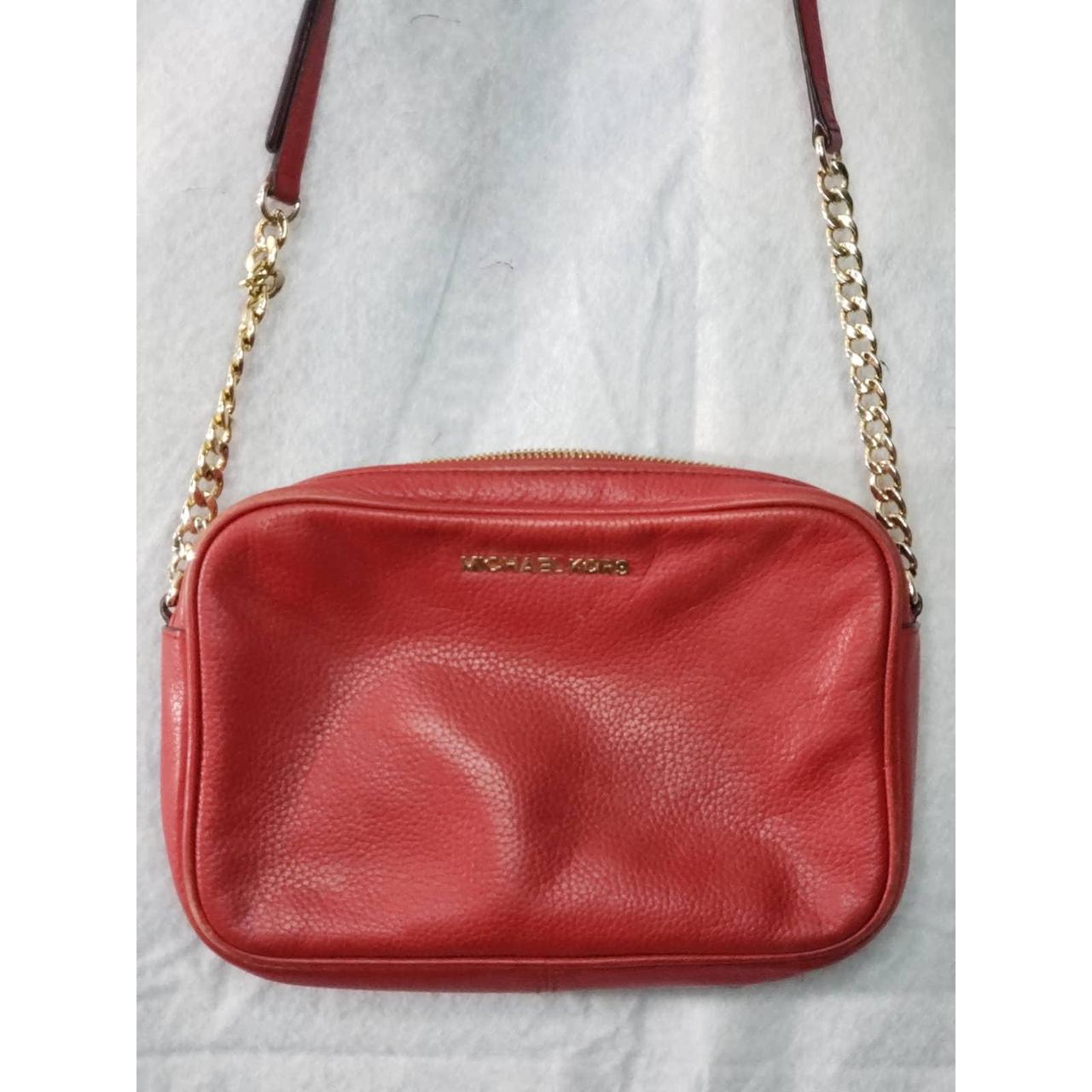 Michael Kors, Bags, Michael Kors Red Handbag Purse Gold Chain