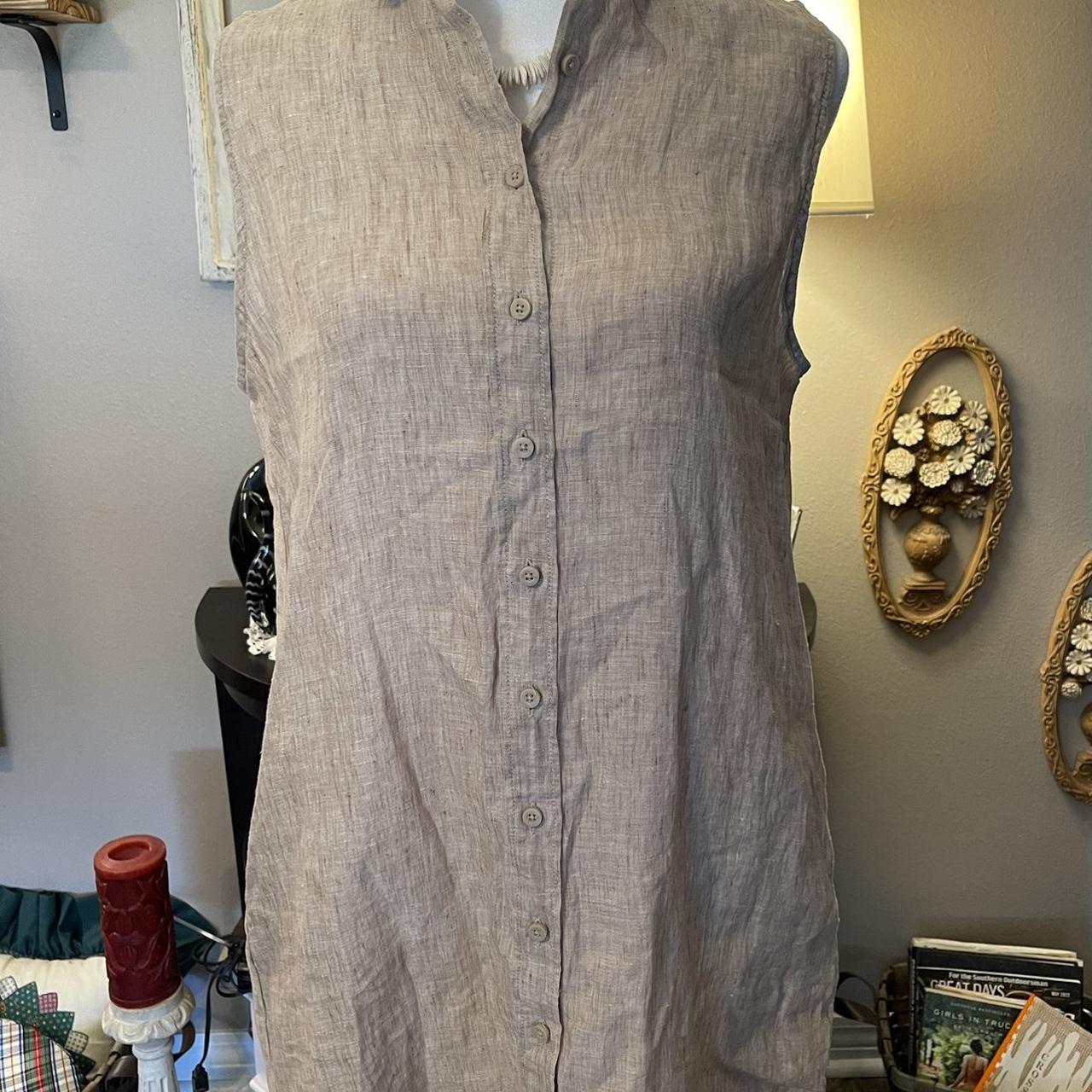 Tahari button front outlet linen dress